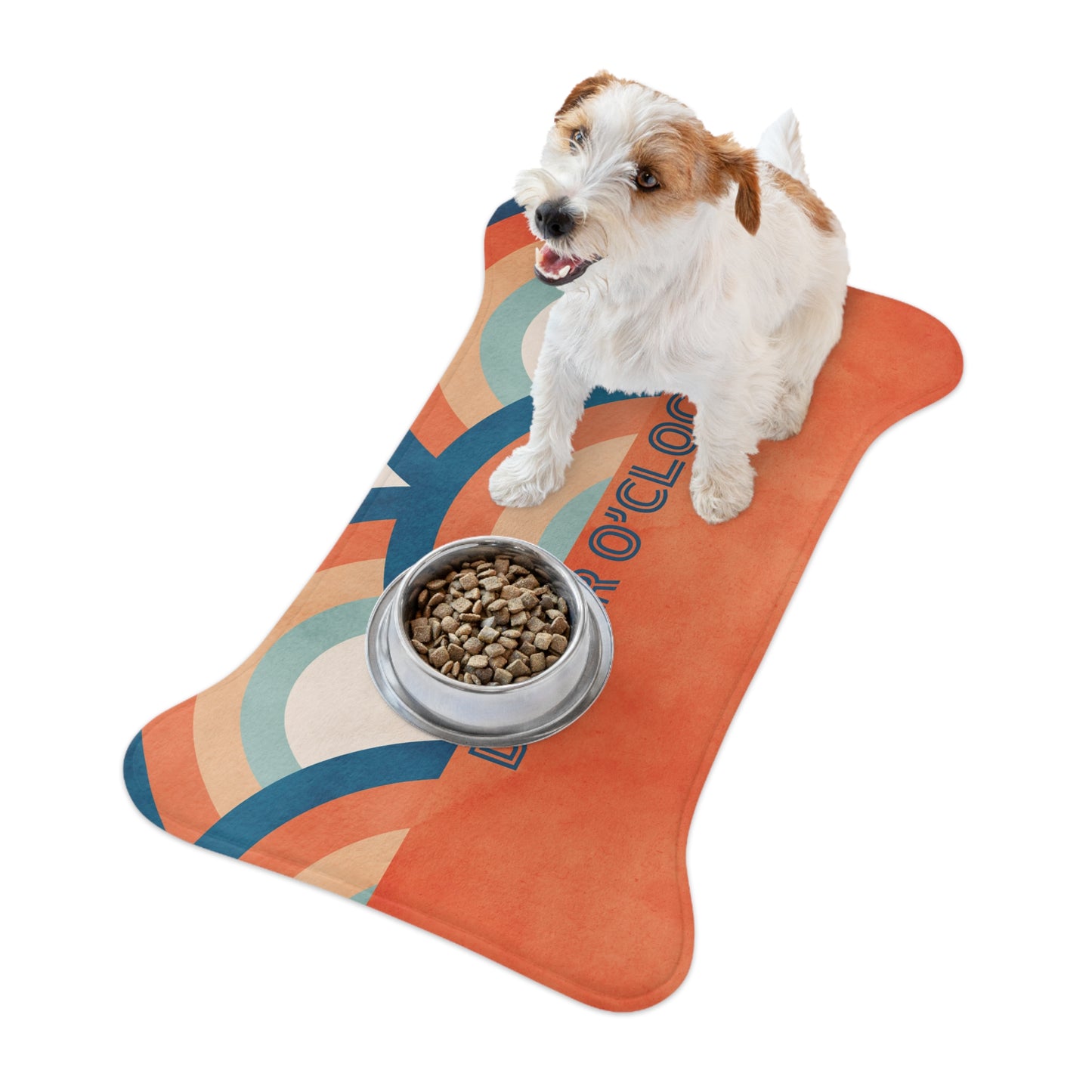 "Boho Rainbow- Dinner O'Clock" | Pet Feeding Mat