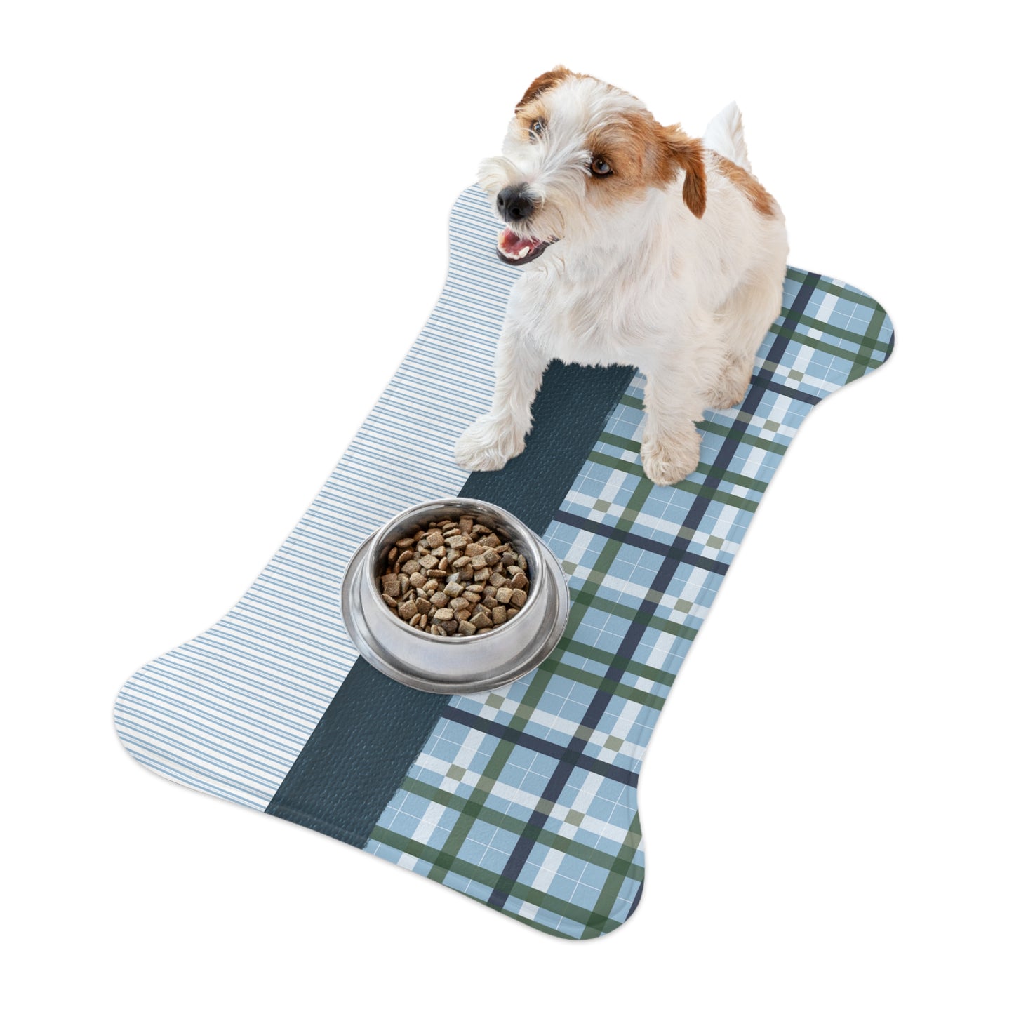 "Paws & Stripes Plaid Paradise" | Pet Feeding Mat