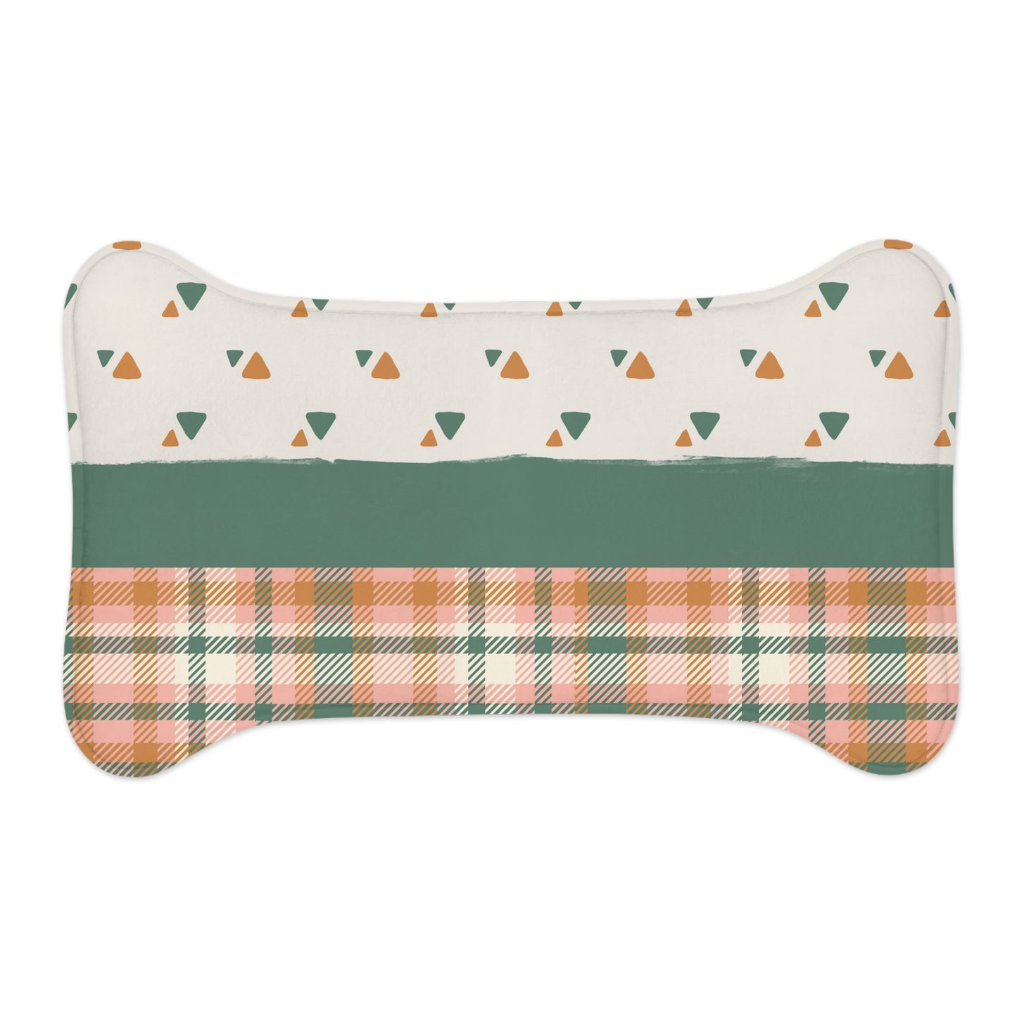 "Geometric Plaid Pup Retreat" | Pet Feeding Mat