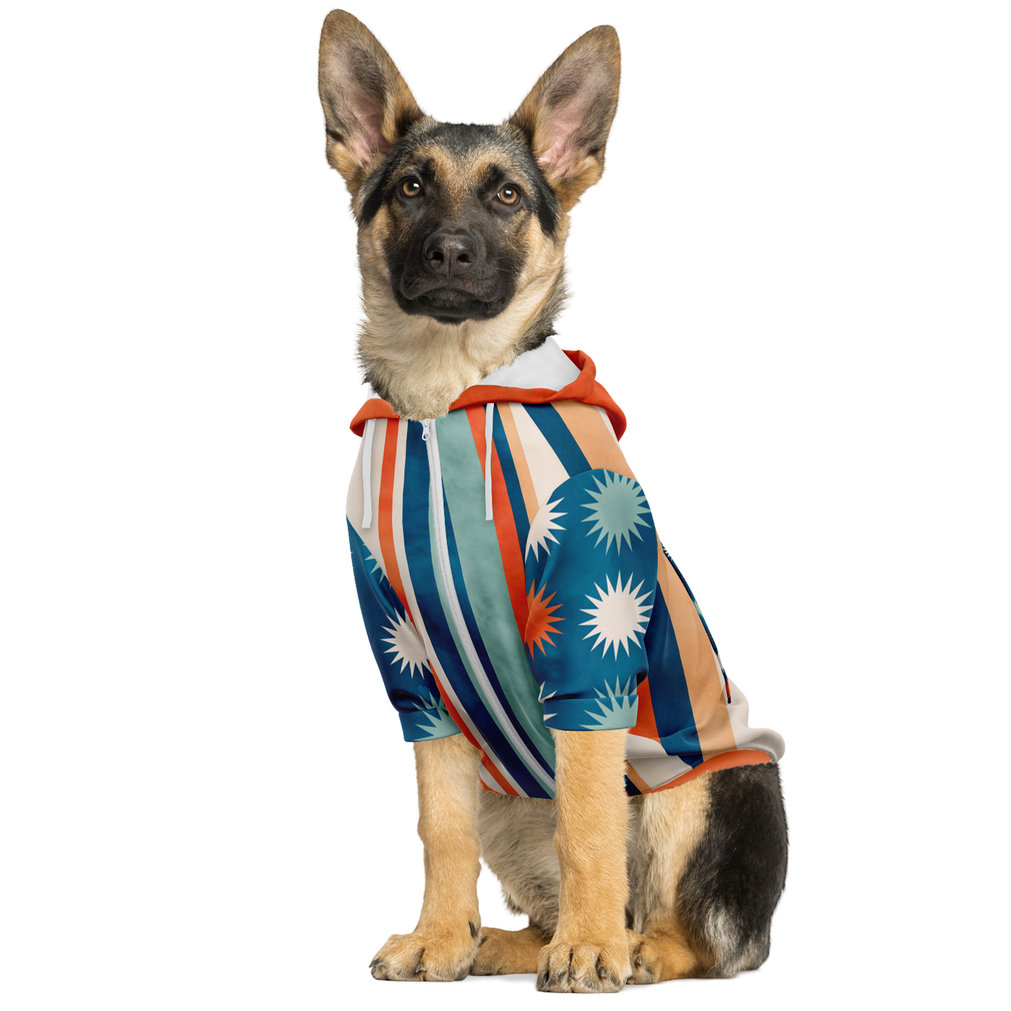 Fashion Dog Zip-Up Hoodie | Starburst & Stripes | Matchy Matcy