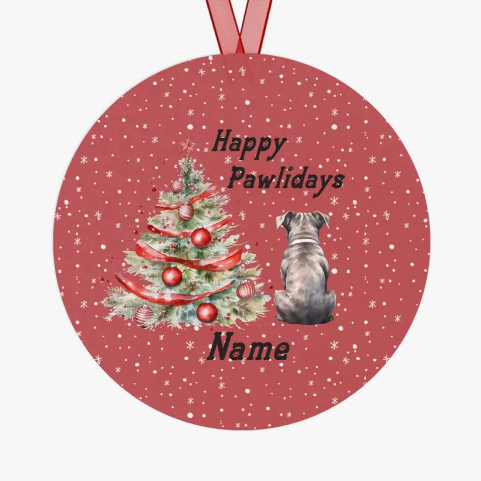 Metal Round Ornament | Personalize with Fur-baby & Name