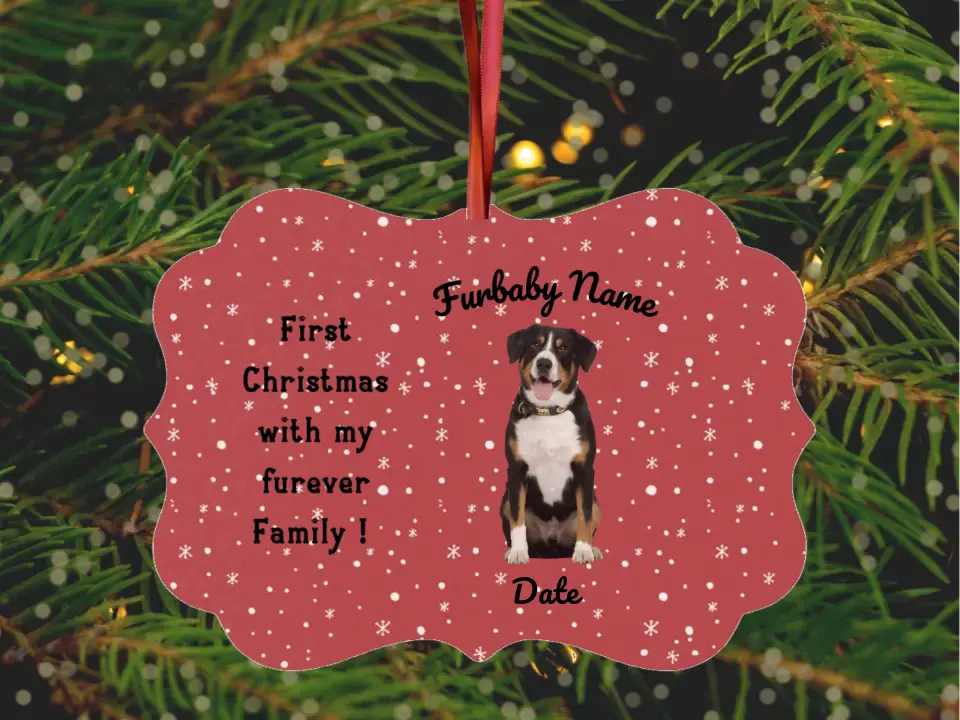 Photo Ornament | Personalized | Metal - Traditional Background