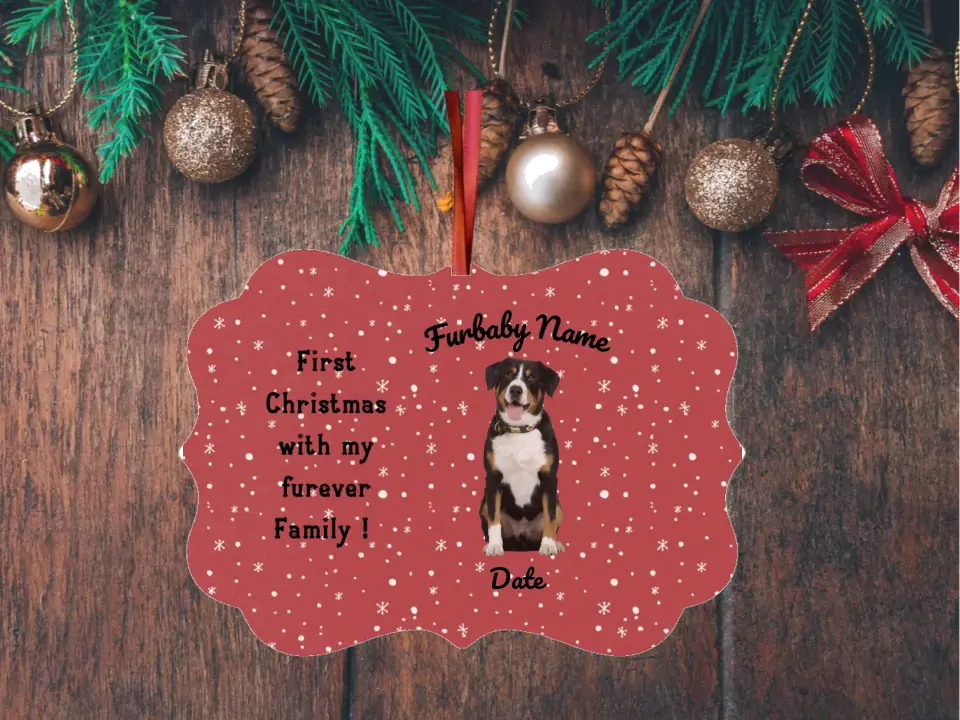 Photo Ornament | Personalized | Metal - Traditional Background