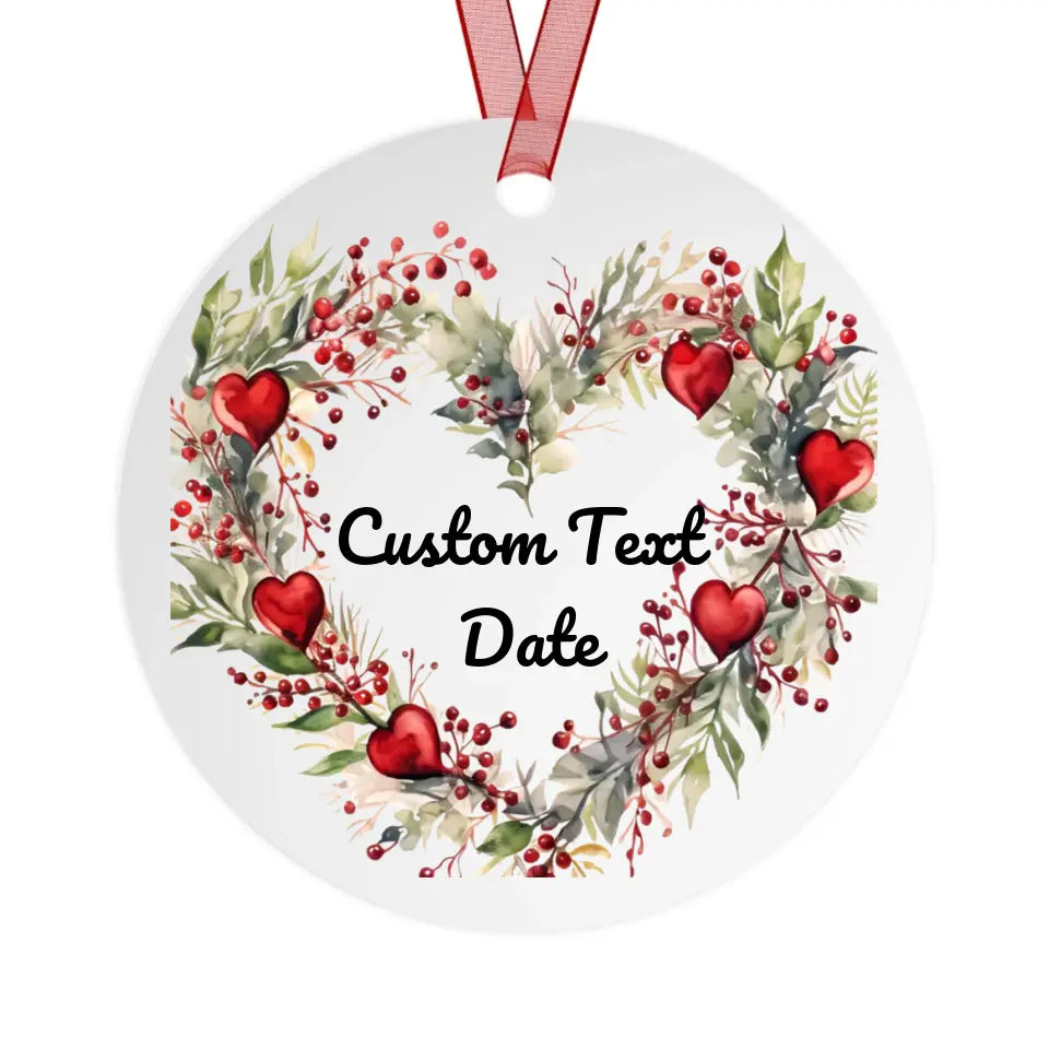 Metal Ornamnet | Heart Wreath | Personalize