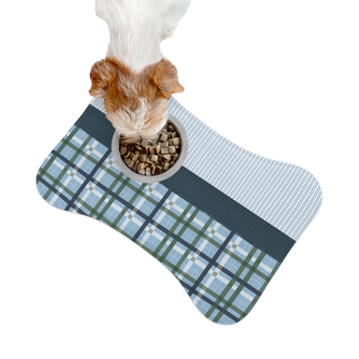 "Paws & Stripes Plaid Paradise" | Pet Feeding Mat